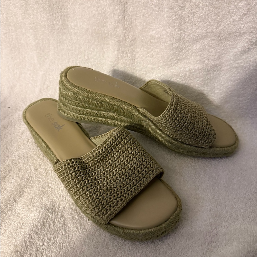 The Sak Olive Woven Slide Sandals
